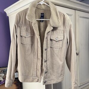 GAP Tan Corduroy Jacket with Sherpa Lining